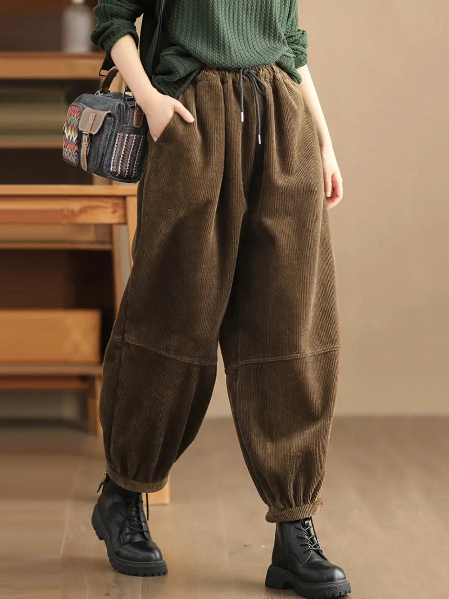 Loose Fleece-lined Pants