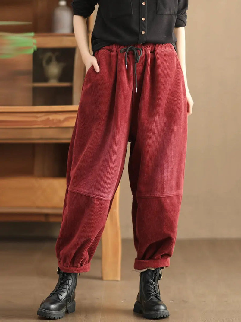 Loose Fleece-lined Pants