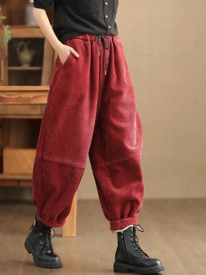 Loose Fleece-lined Pants