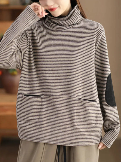 Stripe Turtleneck Sweatshirt