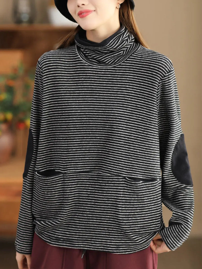 Stripe Turtleneck Sweatshirt