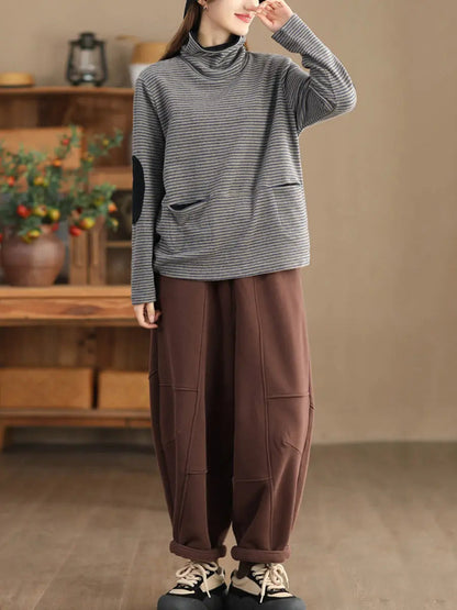 Stripe Turtleneck Sweatshirt