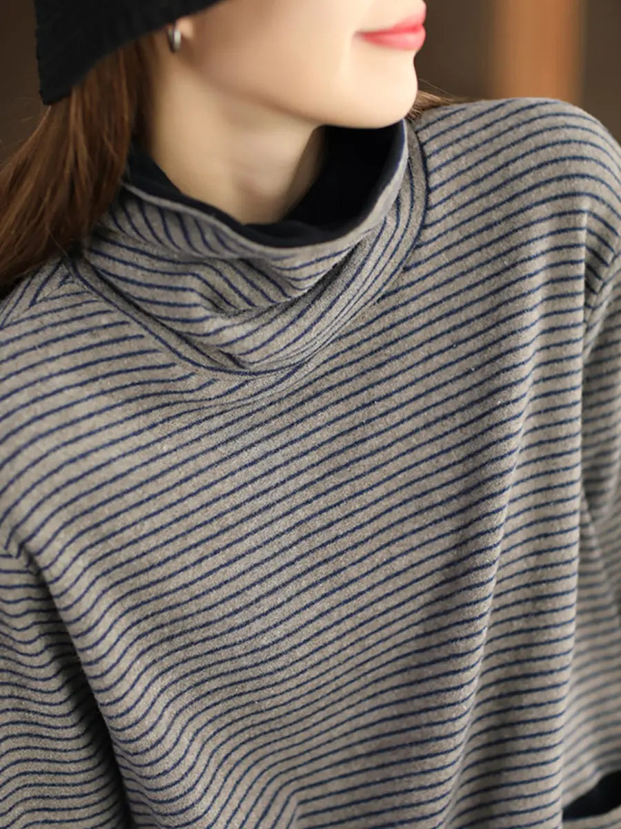 Stripe Turtleneck Sweatshirt