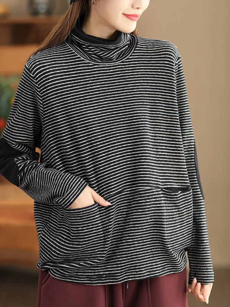 Stripe Turtleneck Sweatshirt