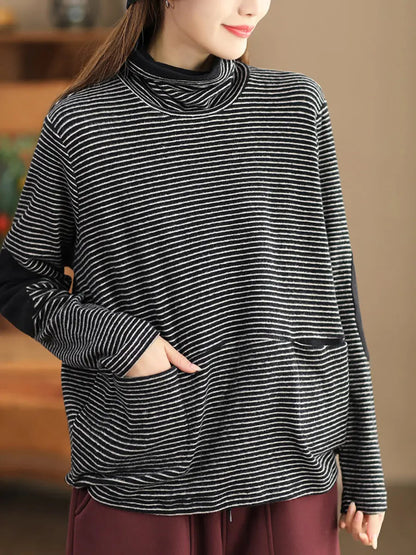 Stripe Turtleneck Sweatshirt