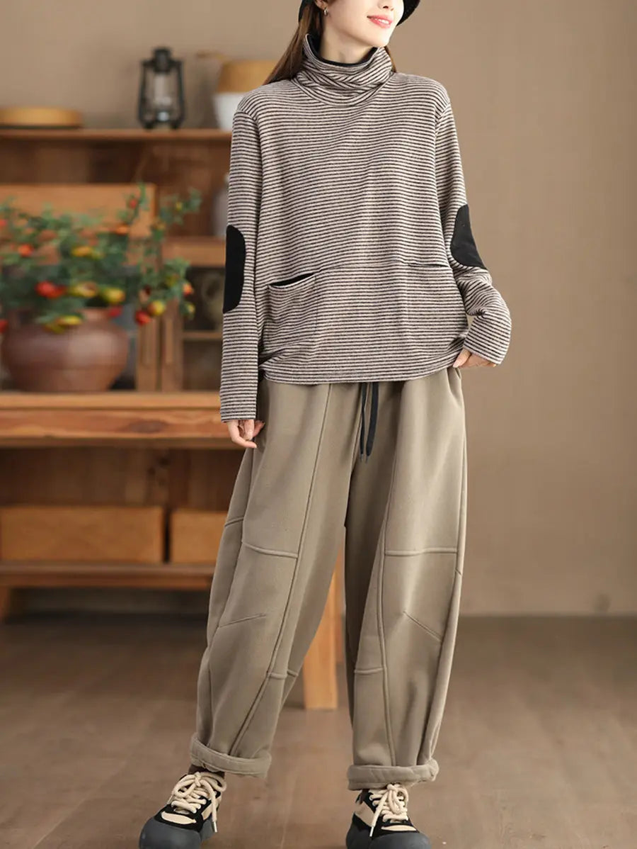Stripe Turtleneck Sweatshirt