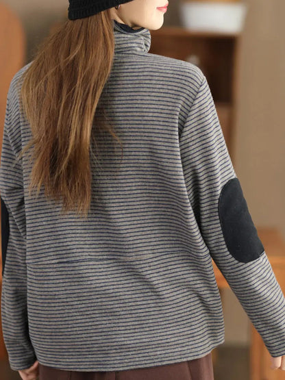 Stripe Turtleneck Sweatshirt