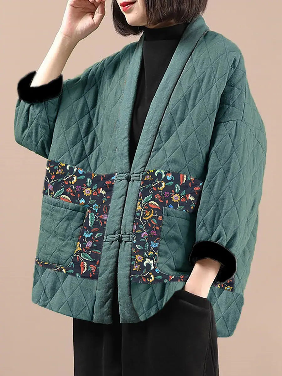 Spliced Pocket V-neck Coat