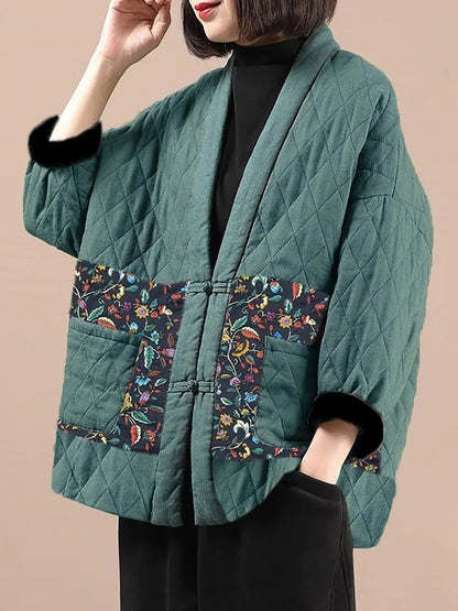 Spliced Pocket V-neck Coat