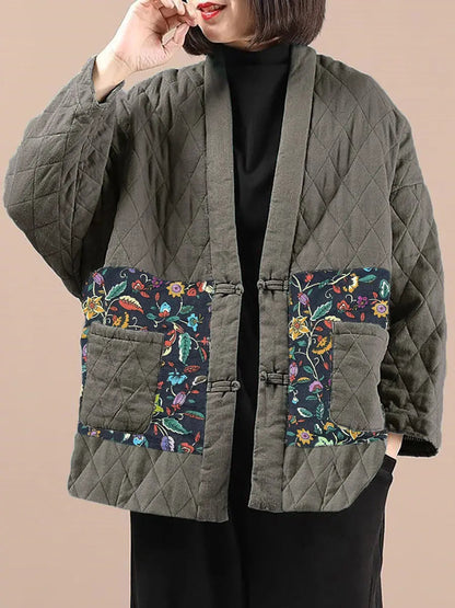 Spliced Pocket V-neck Coat