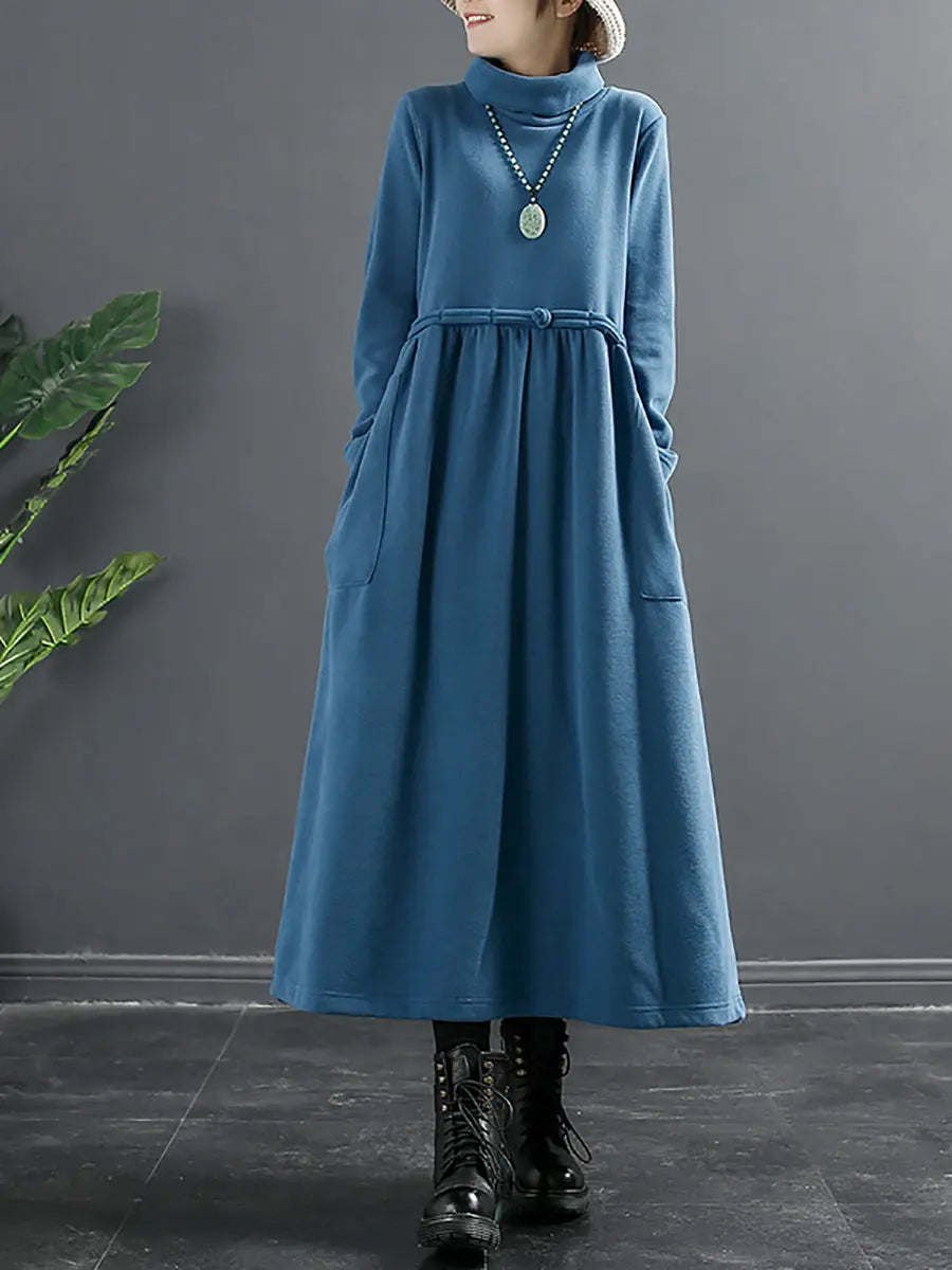 Turtleneck Draped Long Dress