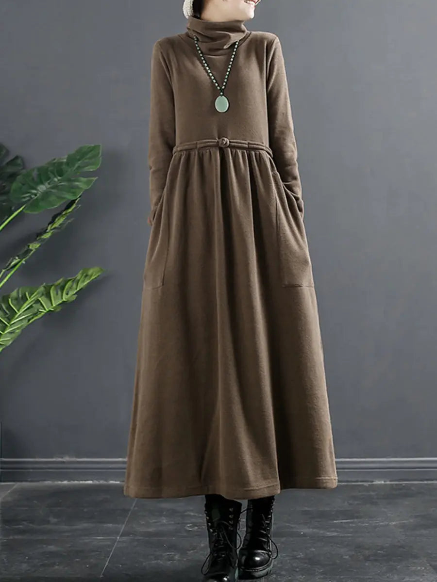 Turtleneck Draped Long Dress