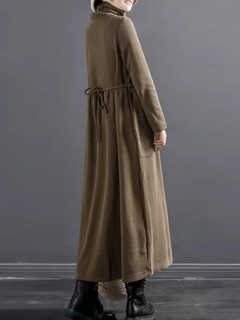 Turtleneck Draped Long Dress