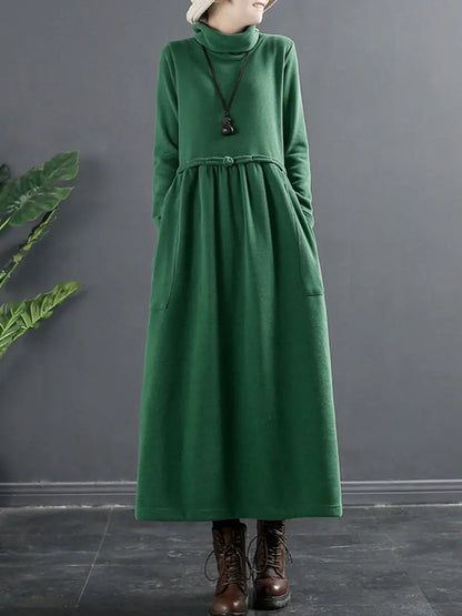Turtleneck Draped Long Dress
