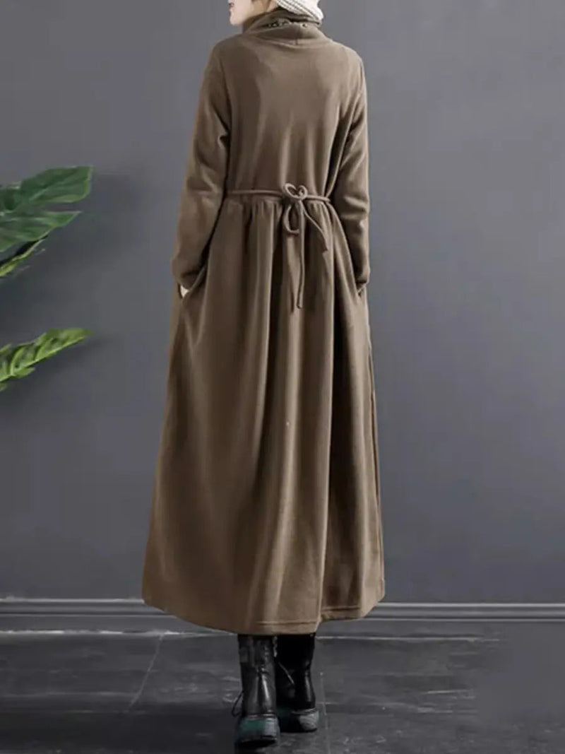 Turtleneck Draped Long Dress