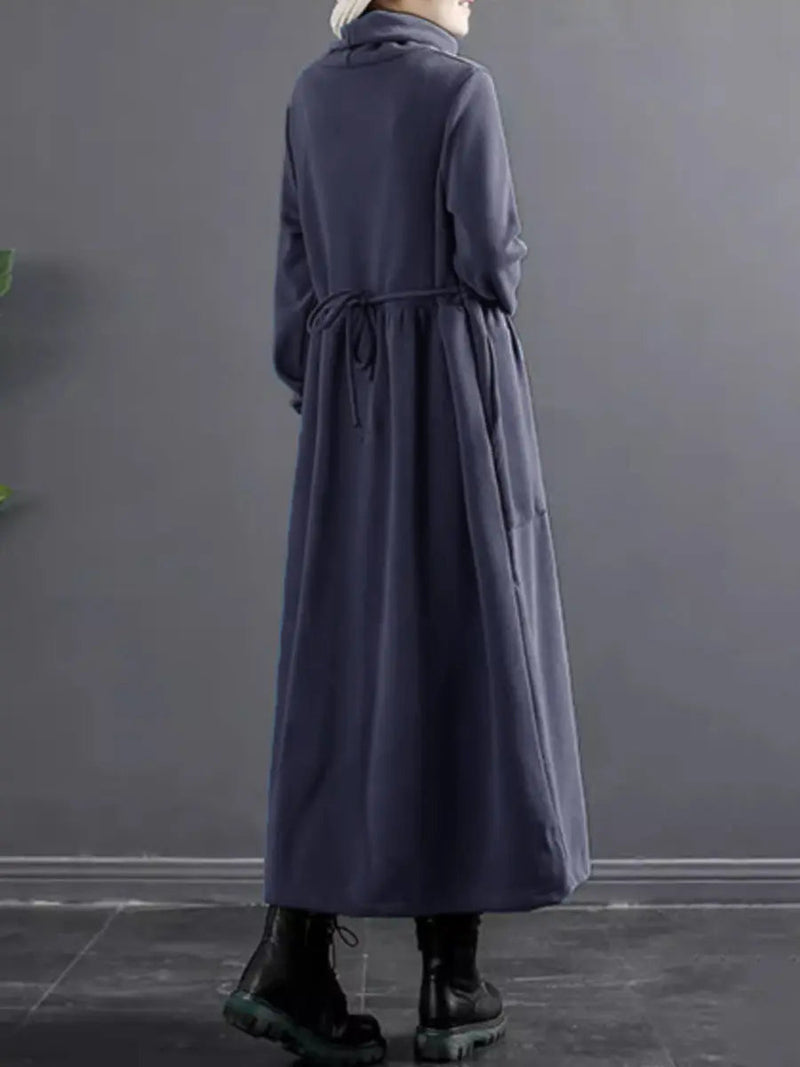 Turtleneck Draped Long Dress