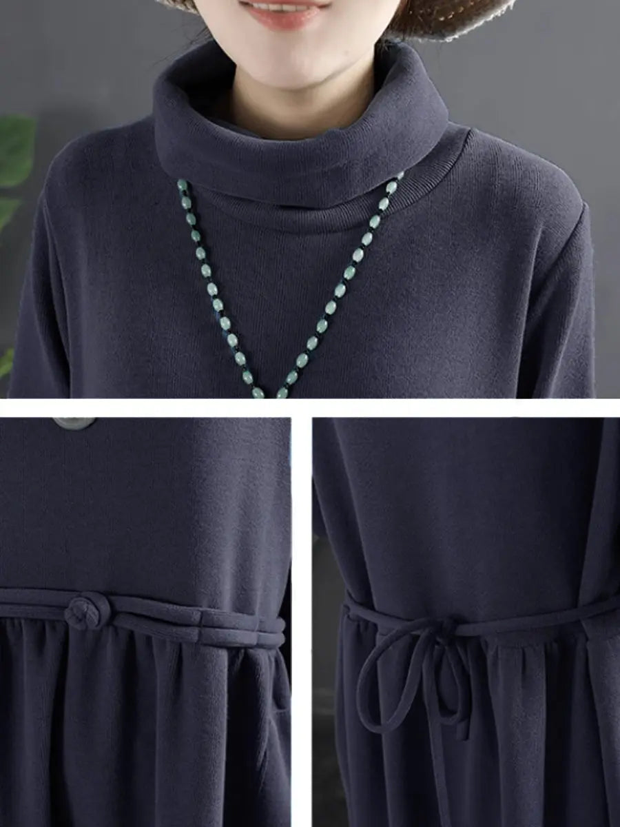 Turtleneck Draped Long Dress