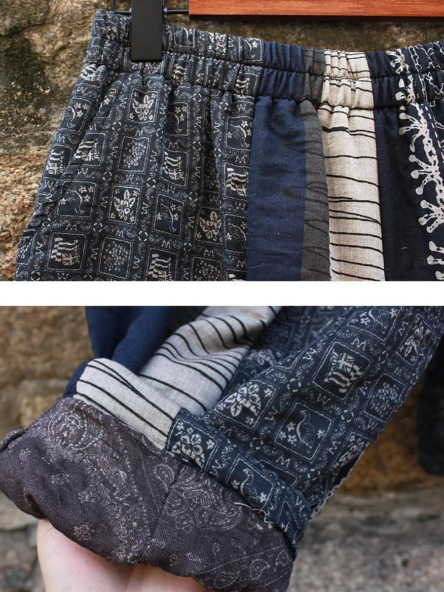 Spliced Cotton Loose Pants