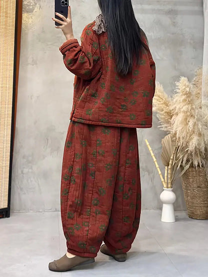 Flower Cotton Padded Sweatshirt