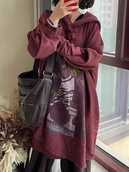 Flower Hooded Long Sweatshirt