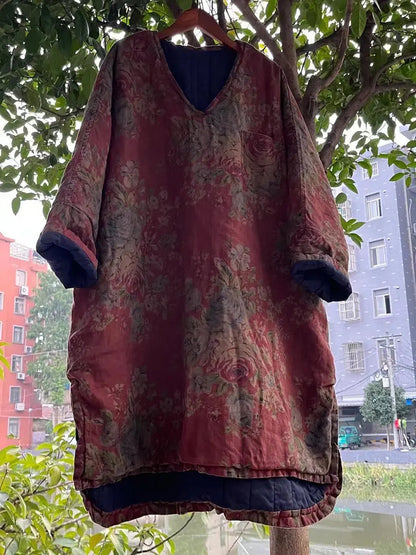 Flower Padded Long Coat