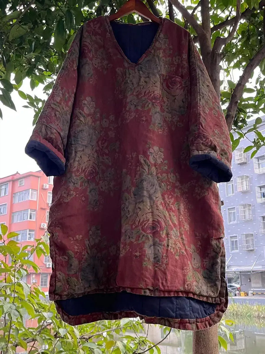 Flower Padded Long Coat