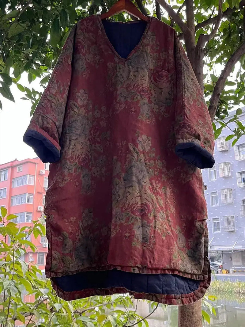 Flower Padded Long Coat