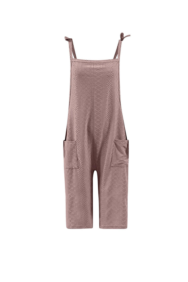 Pocket Eyelet Cami Capri Jumpsuits