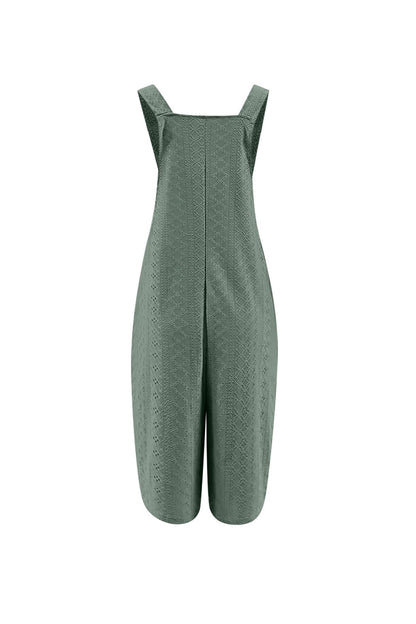 Pocket Eyelet Cami Capri Jumpsuits