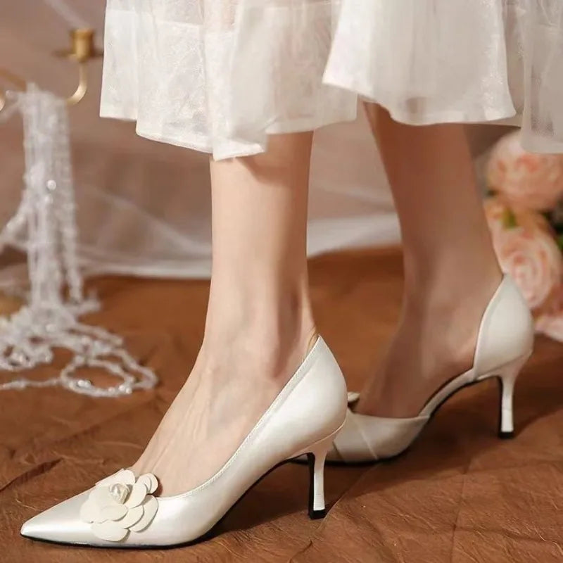 Pointed Color Summer Slingback Slip on Shoes Low Heel Pumps