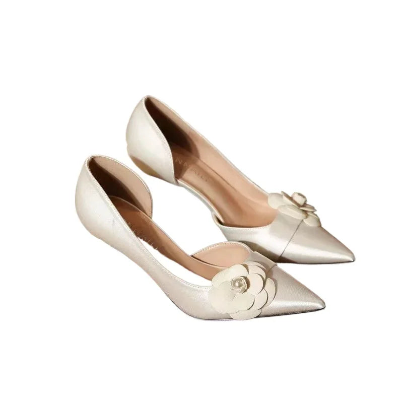 Pointed Color Summer Slingback Slip on Shoes Low Heel Pumps