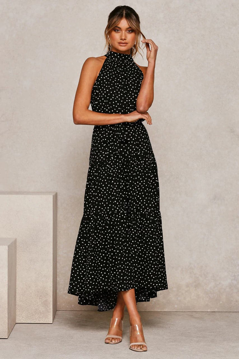 Polka Dot Print Maxi Dress