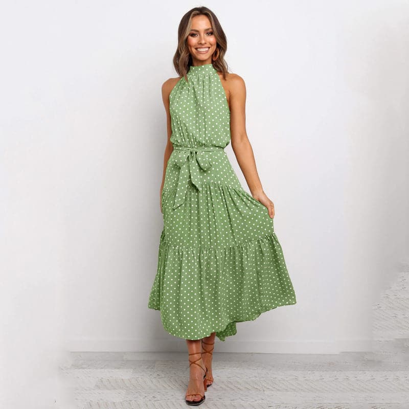 Polka Dot Print Maxi Dress