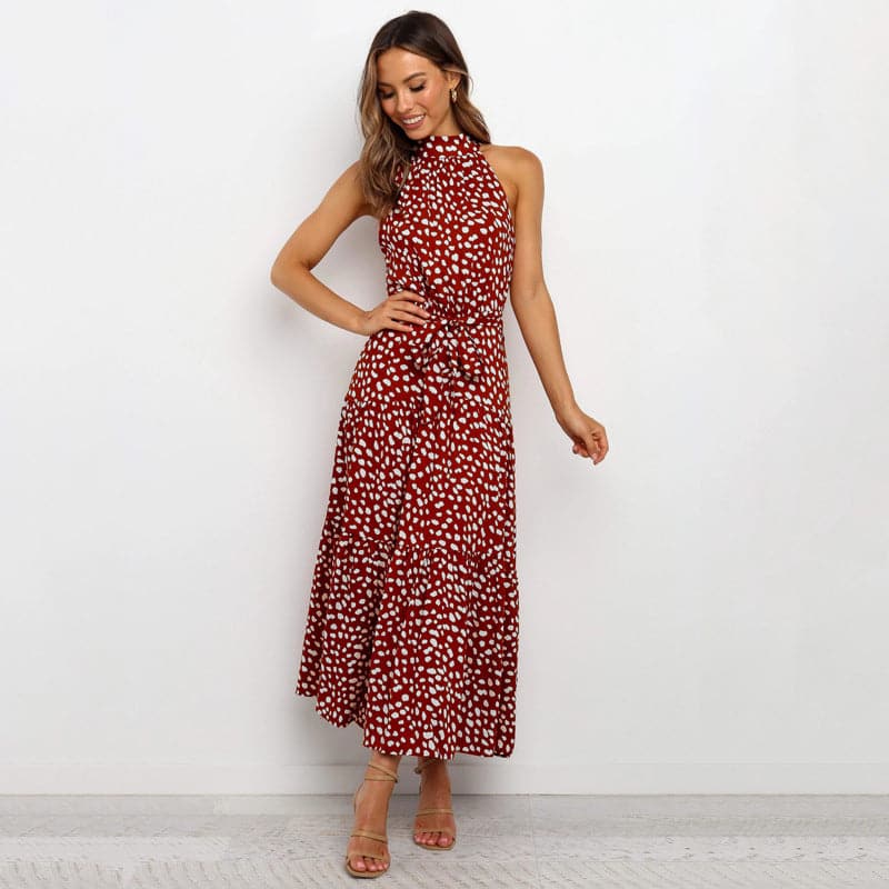 Polka Dot Print Maxi Dress