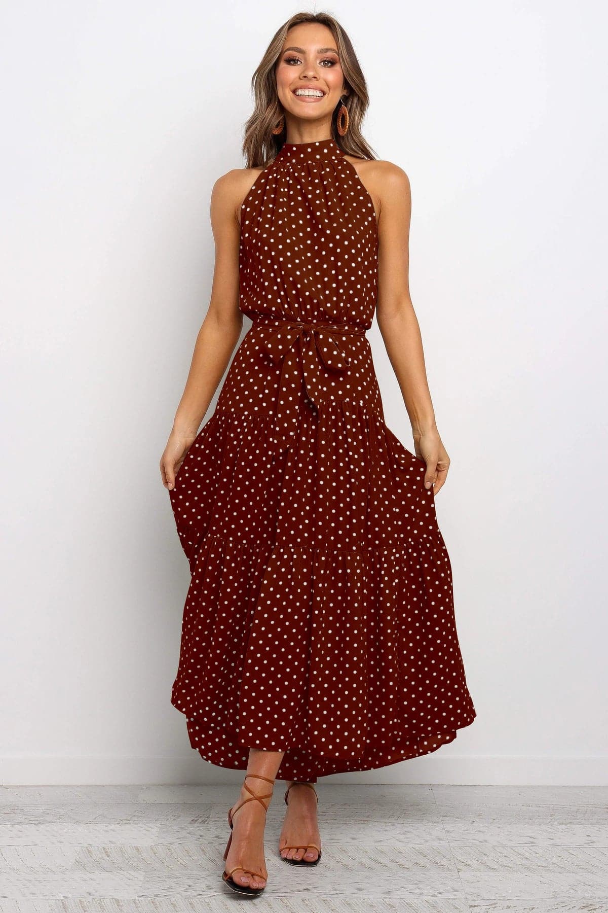 Polka Dot Print Maxi Dress