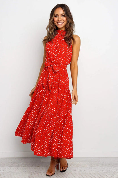 Polka Dot Print Maxi Dress
