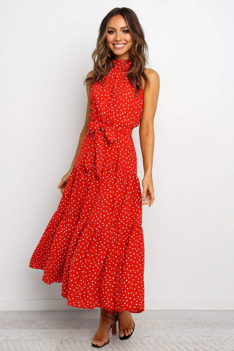 Polka Dot Print Maxi Dress