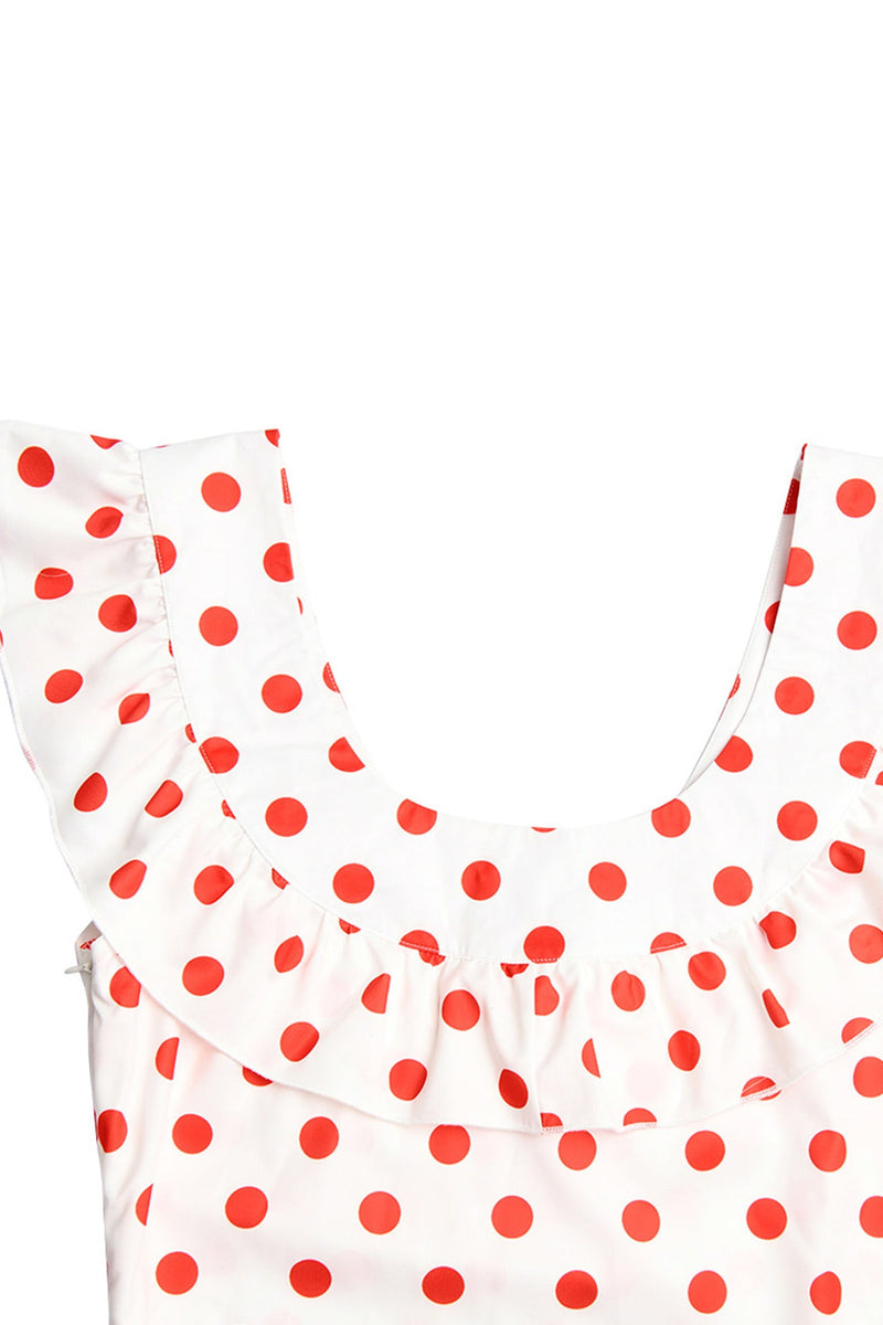 Polka Dots Ruffle Tie-up Midi Dress