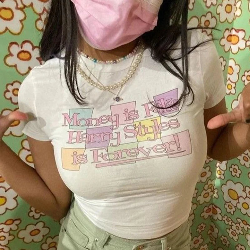 Print Harajuku Crop Top T-shirt