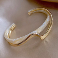 Open Bracelet Made of White Enamel and Gold