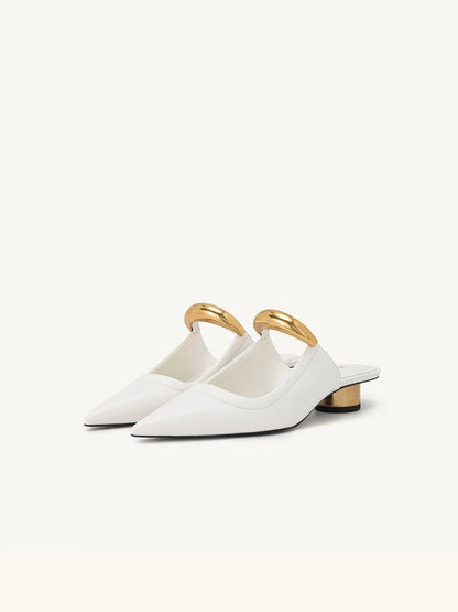 Punk Gothic Metal Buckle Pointed Thick Summer Slippers Platform Shoes Low Heel Pumps