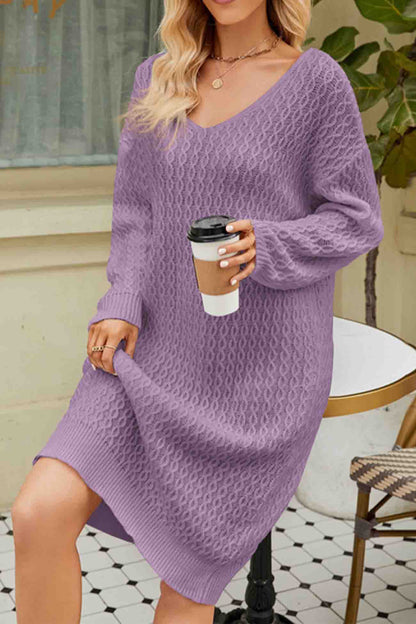 Color Long Knitted Sweater Dress