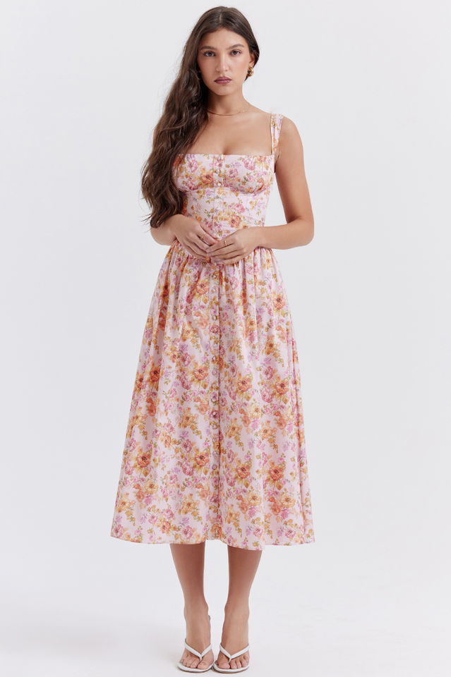 Tatiana Pink Print Midi Dress