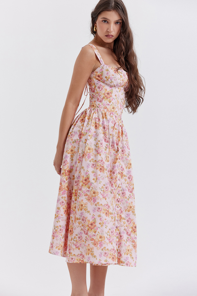 Tatiana Pink Print Midi Dress