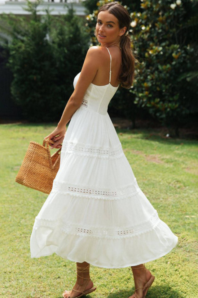Sling Lace Panel Maxi Dress