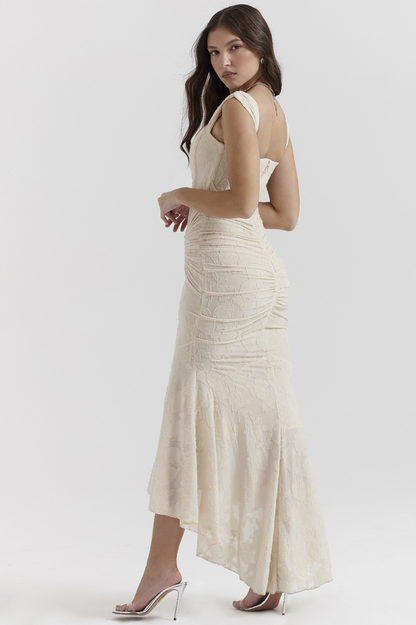 Cesca Retro Cream White Maxi Dress
