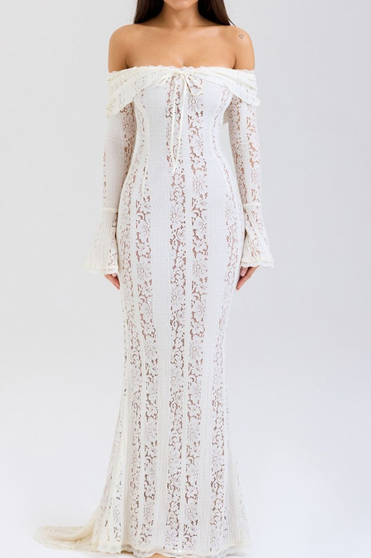 Belle Lace Off Shoulder Maxi Dress