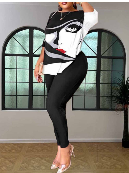 Faith Letter Print Back Knot Pants Set Bo50121