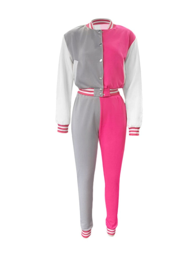 Striped Kangaroo Pocket Pants Set Bo50111