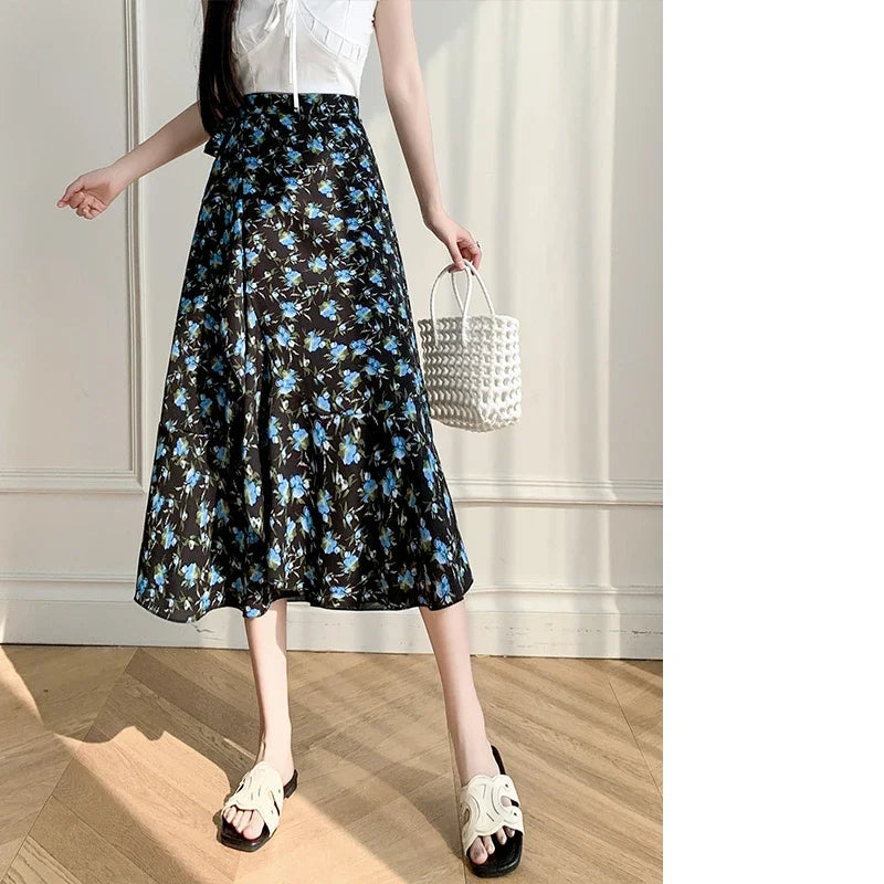 Flower Print A-line Bohemia Skirt Summer Spring